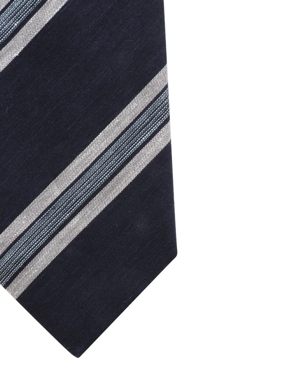 Navy and Light Blue Striped Tie