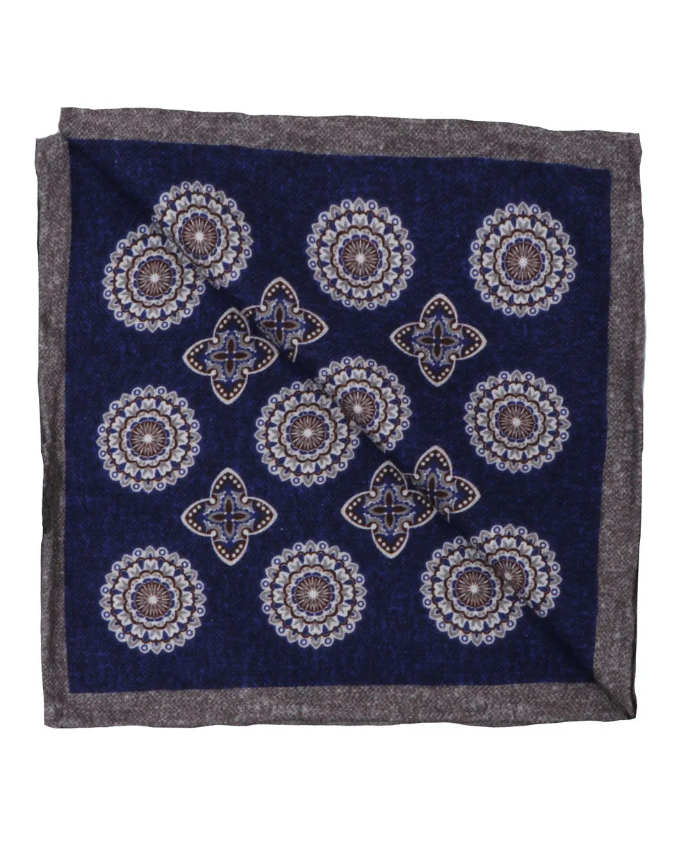 Navy Blue Medallion Pocket Square