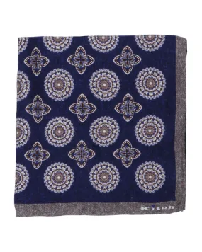 Navy Blue Medallion Pocket Square