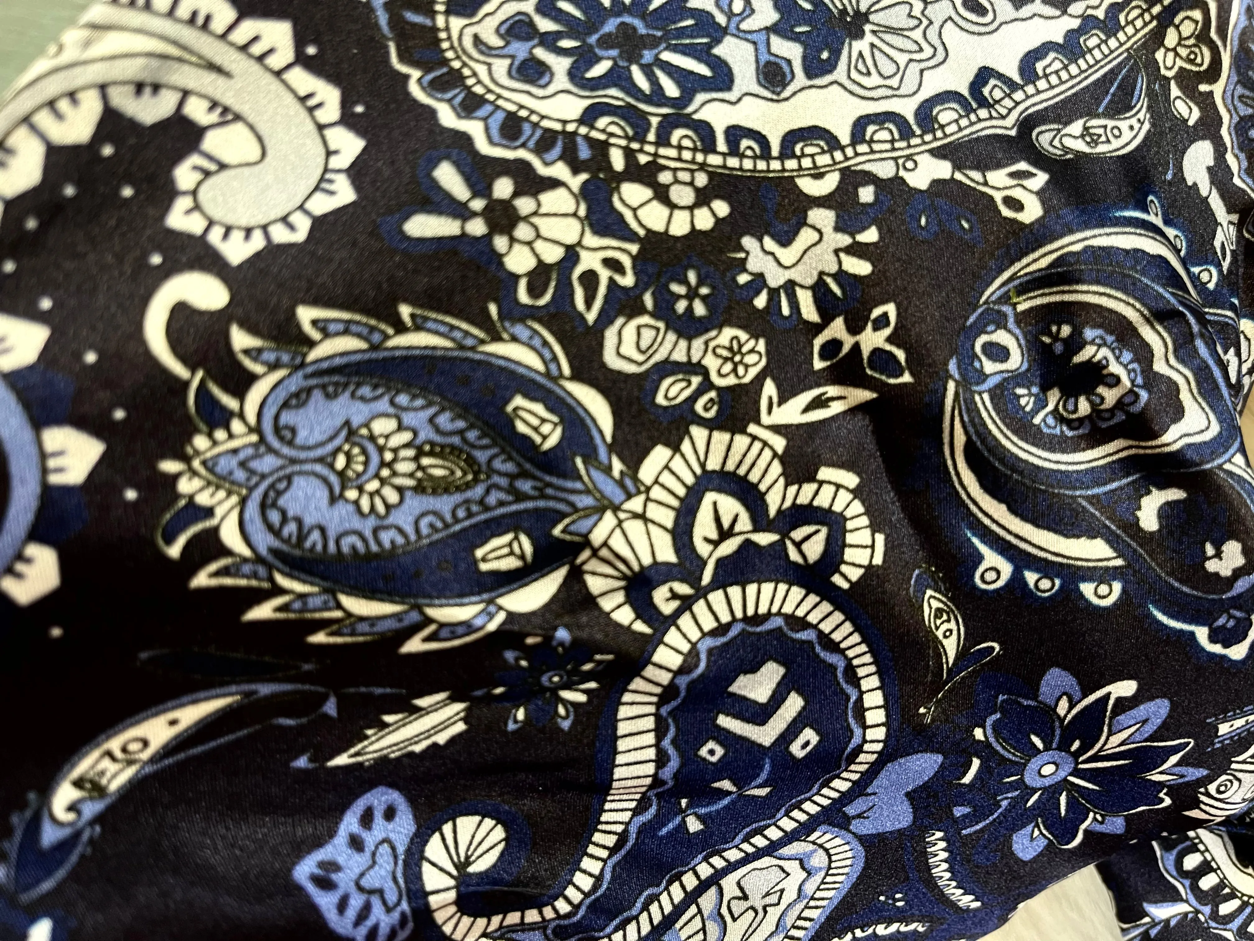 Navy Blue Paisley Silk Wild Rag