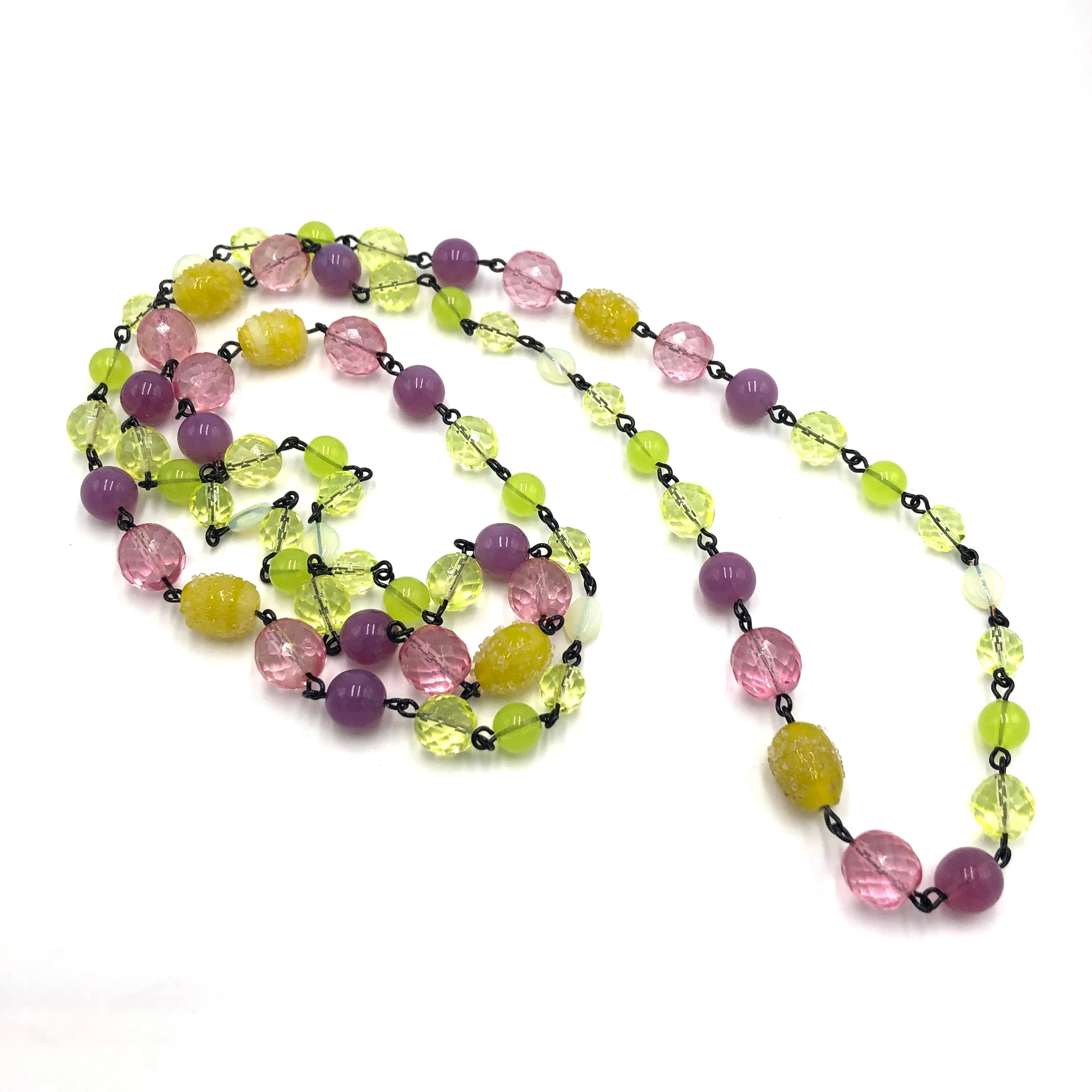 Neon Fruit Rope Necklace - vintage & rare glass