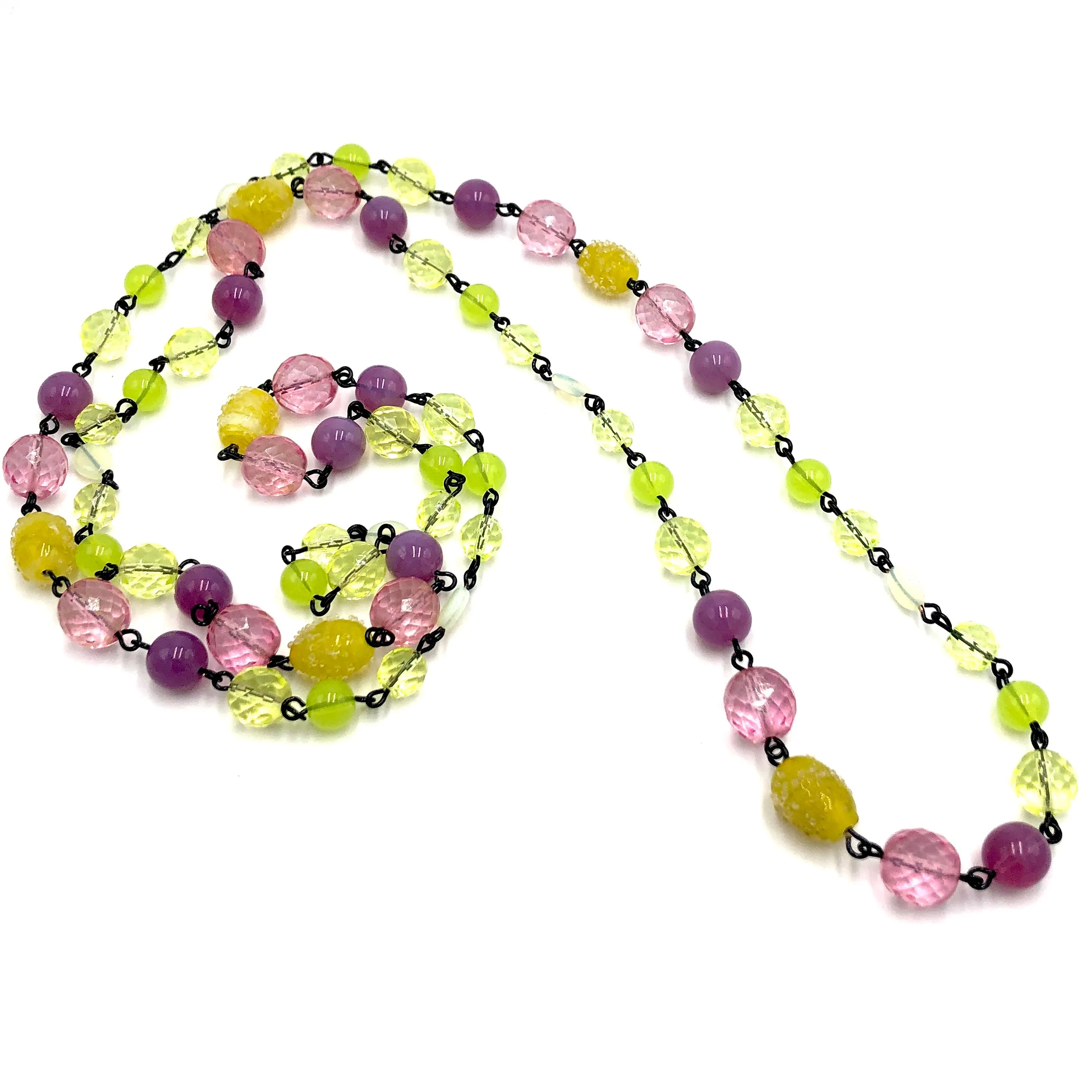 Neon Fruit Rope Necklace - vintage & rare glass