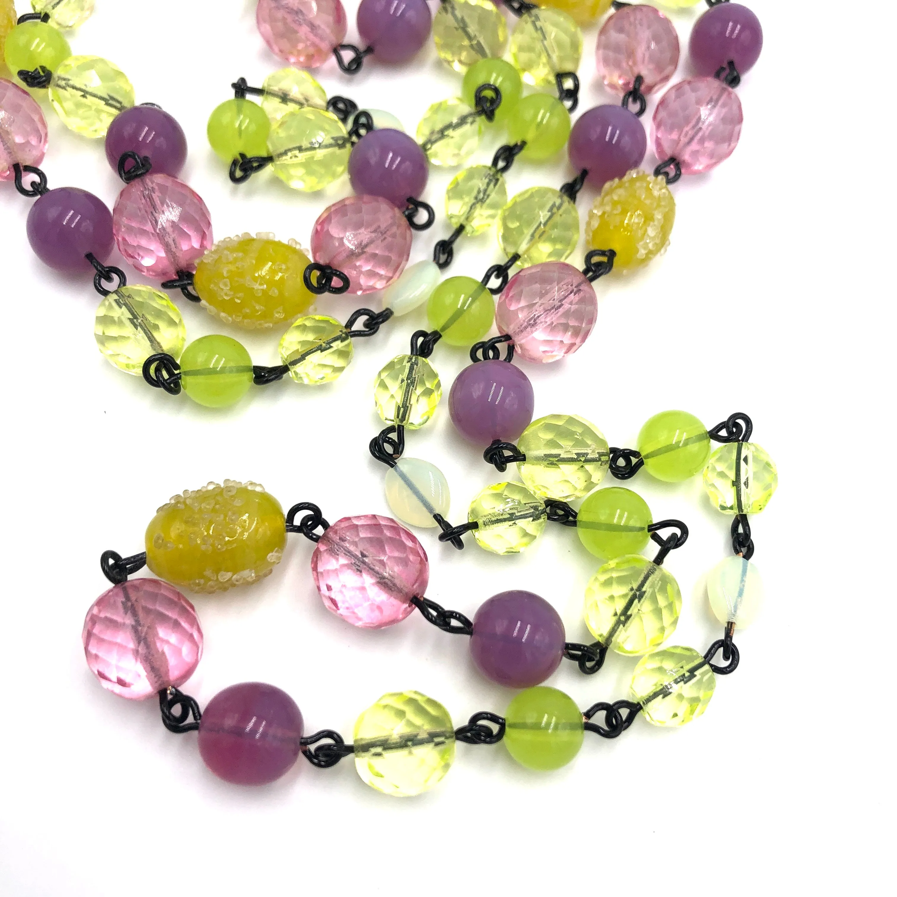 Neon Fruit Rope Necklace - vintage & rare glass