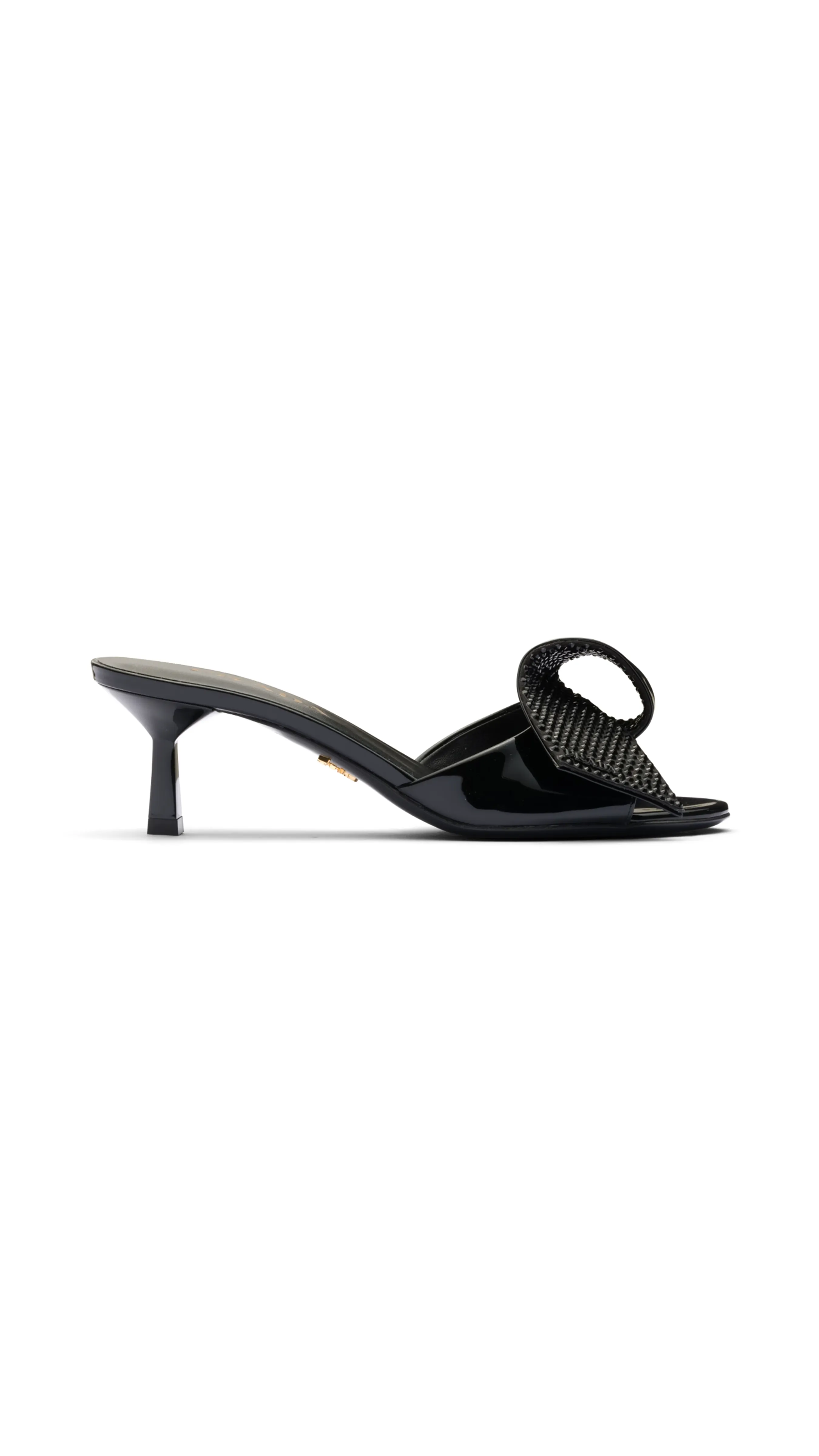 Patent Leather Geometric Sandals - Black