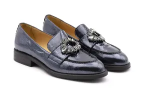 Patent Leather Loafer with Rhinestones