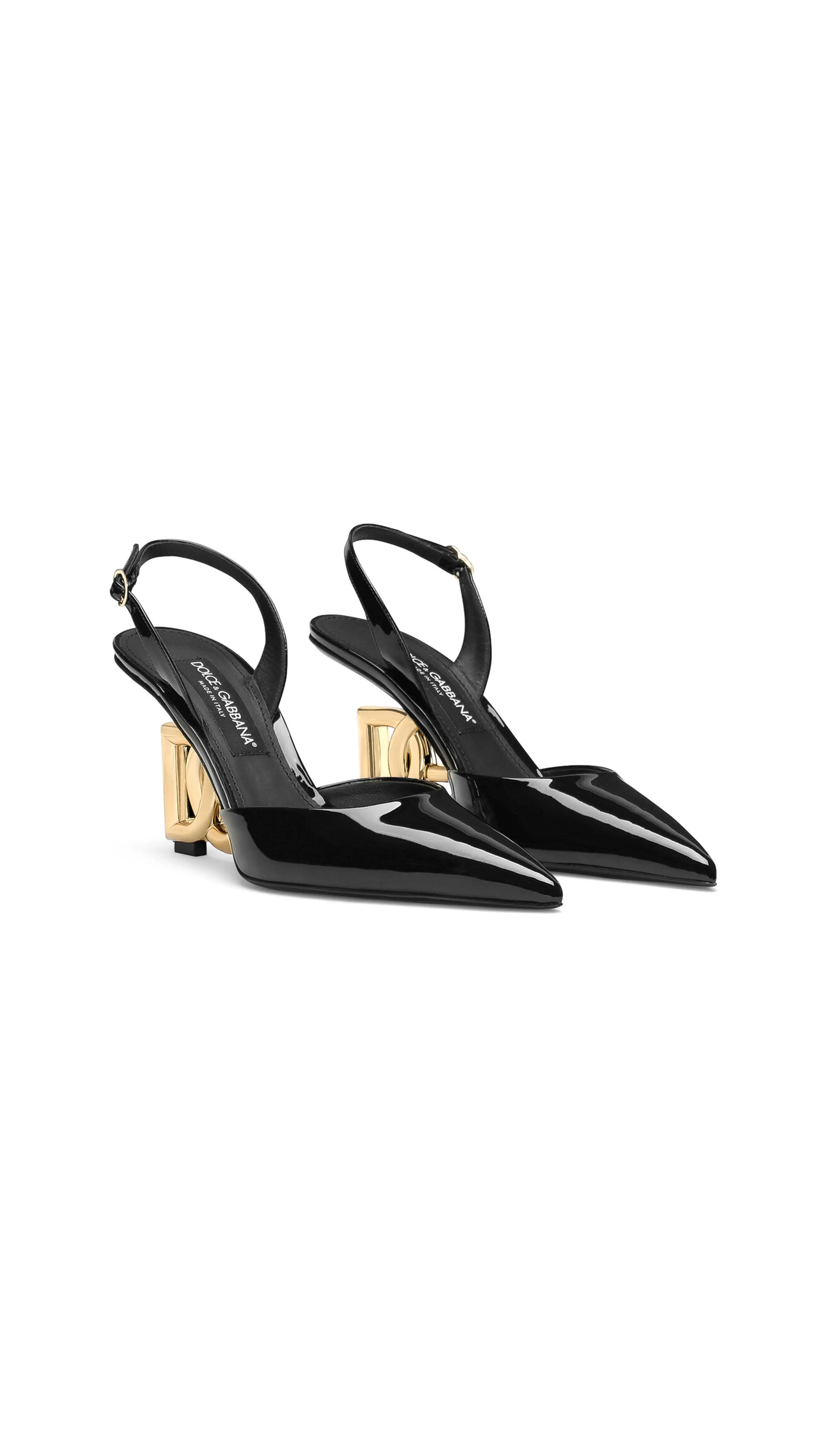 Patent Leather Slingbacks - Black