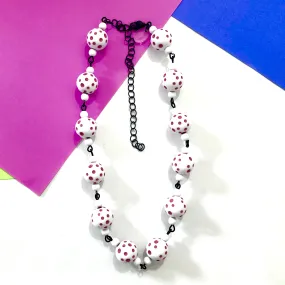 Pink Polka Dot Beaded Amelia Necklace