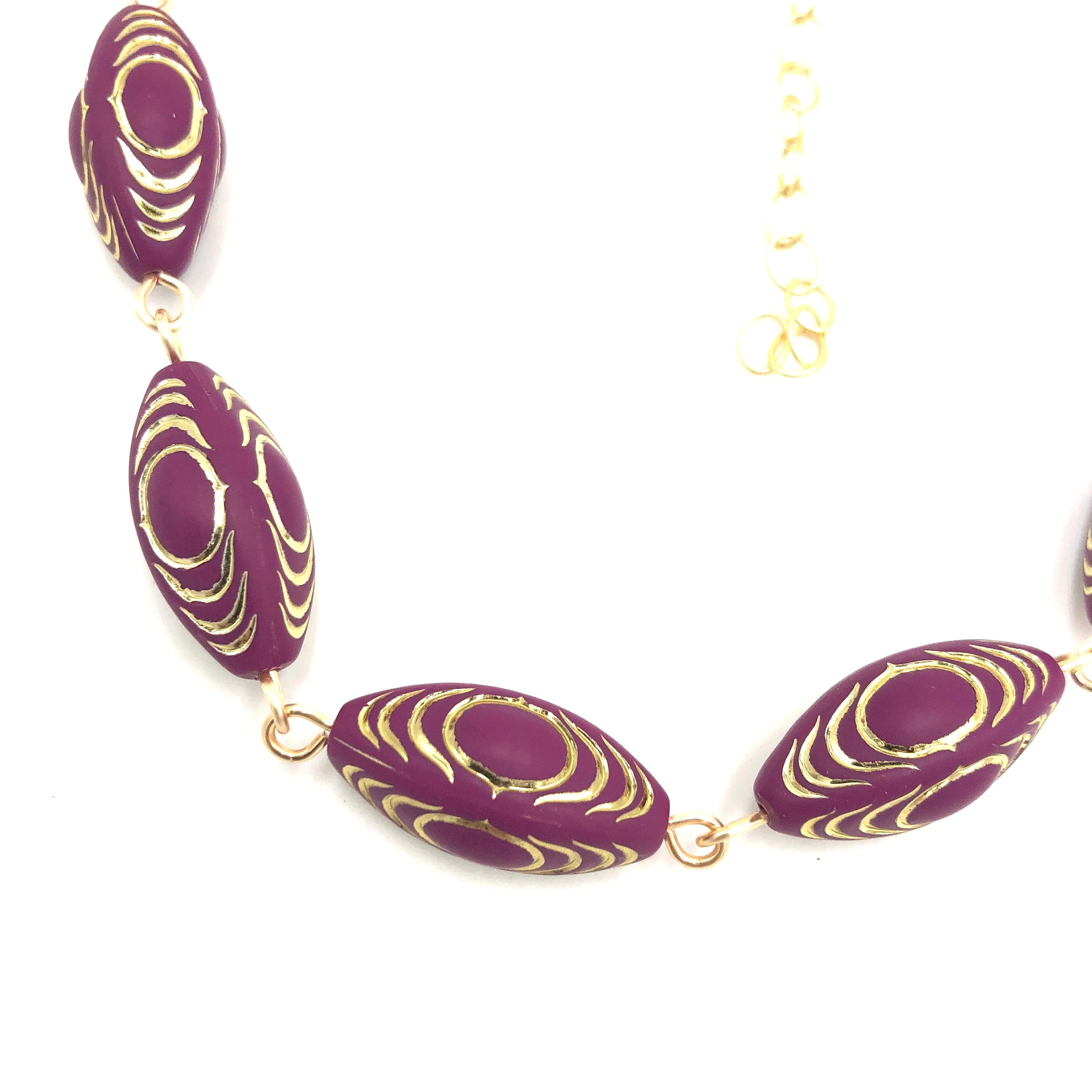 Plum & Gold Lame' Beaded Amelia Necklace