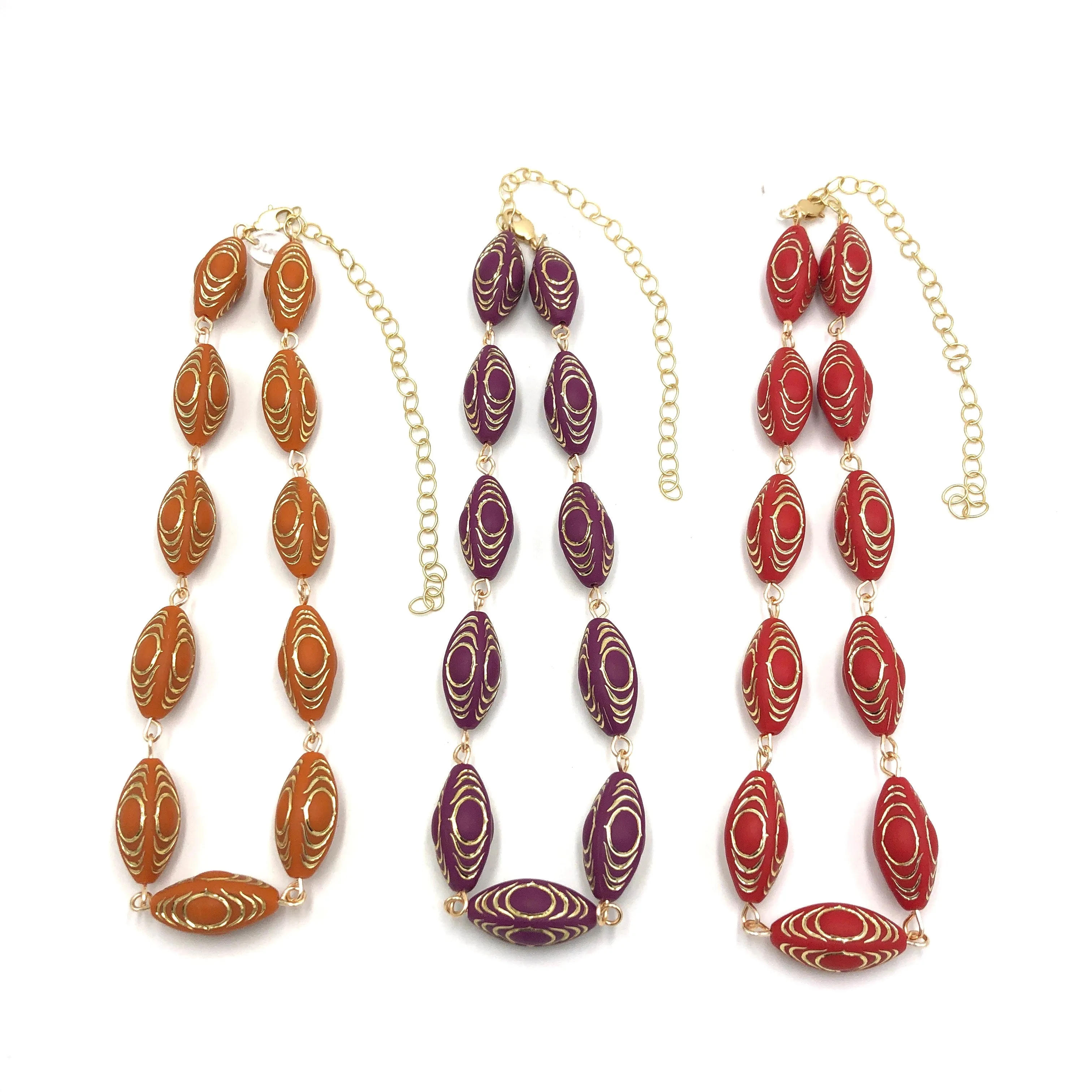 Plum & Gold Lame' Beaded Amelia Necklace