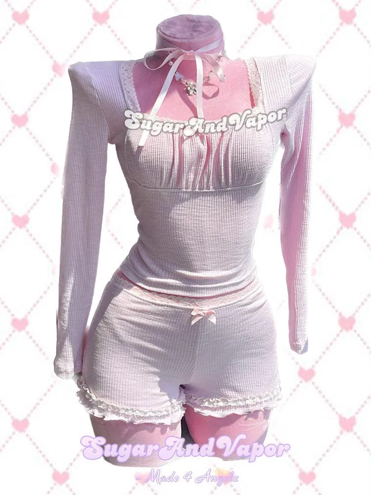 Raina Lavender Pink Girly Top + Shorts Set