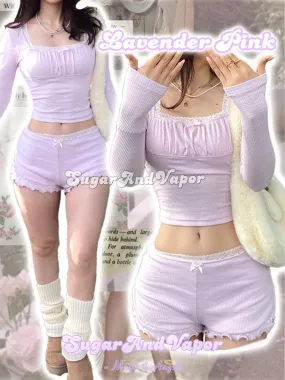 Raina Lavender Pink Girly Top + Shorts Set