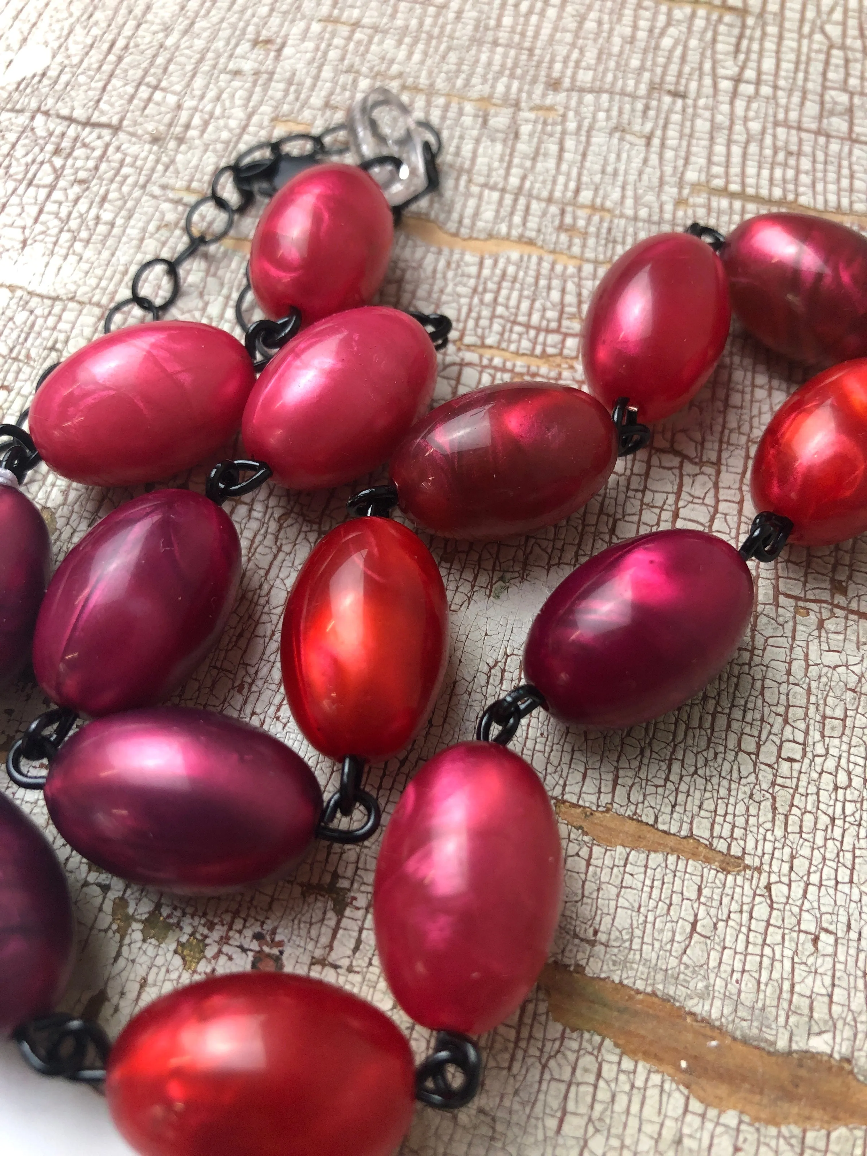 Red Aura Glow Bead Amelia Necklace