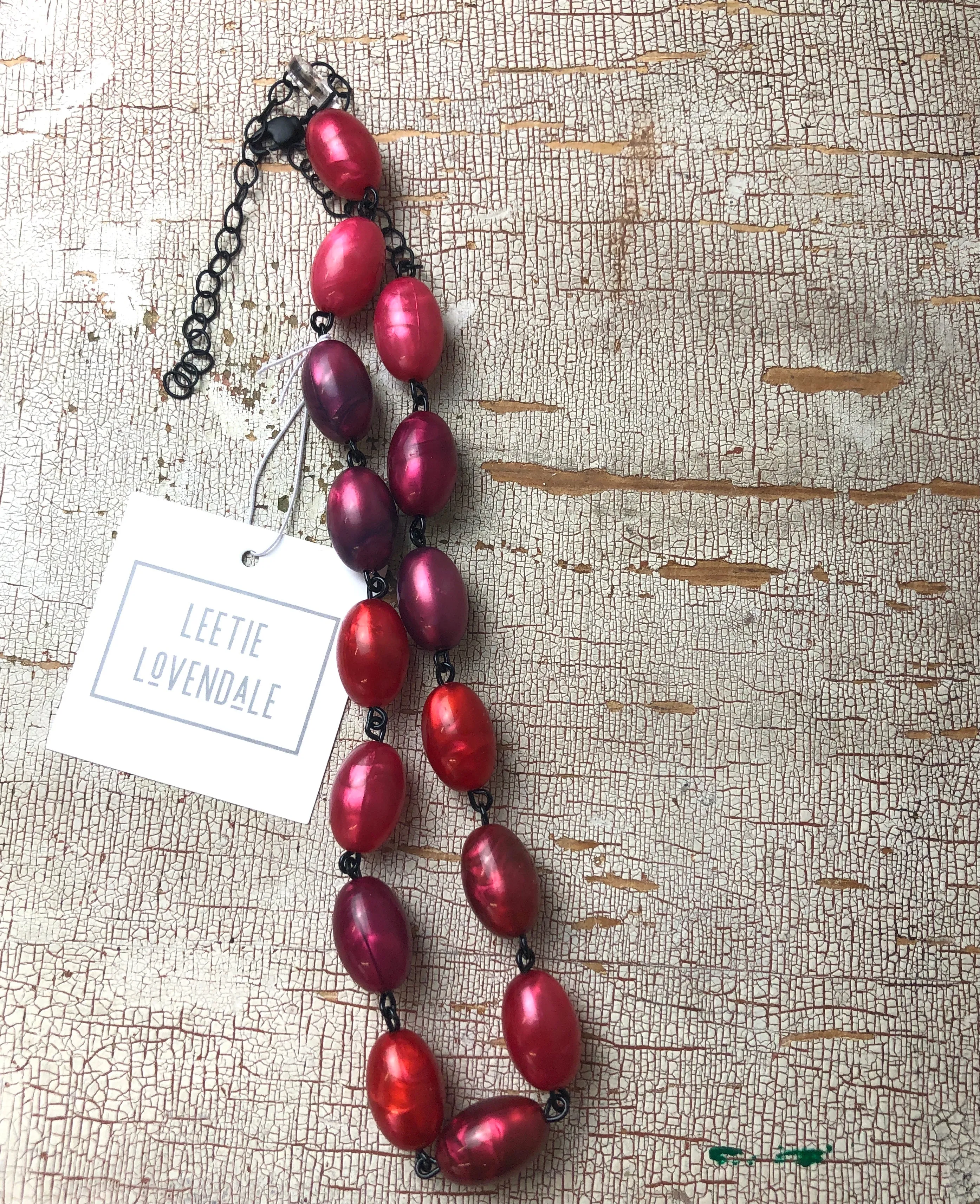 Red Aura Glow Bead Amelia Necklace