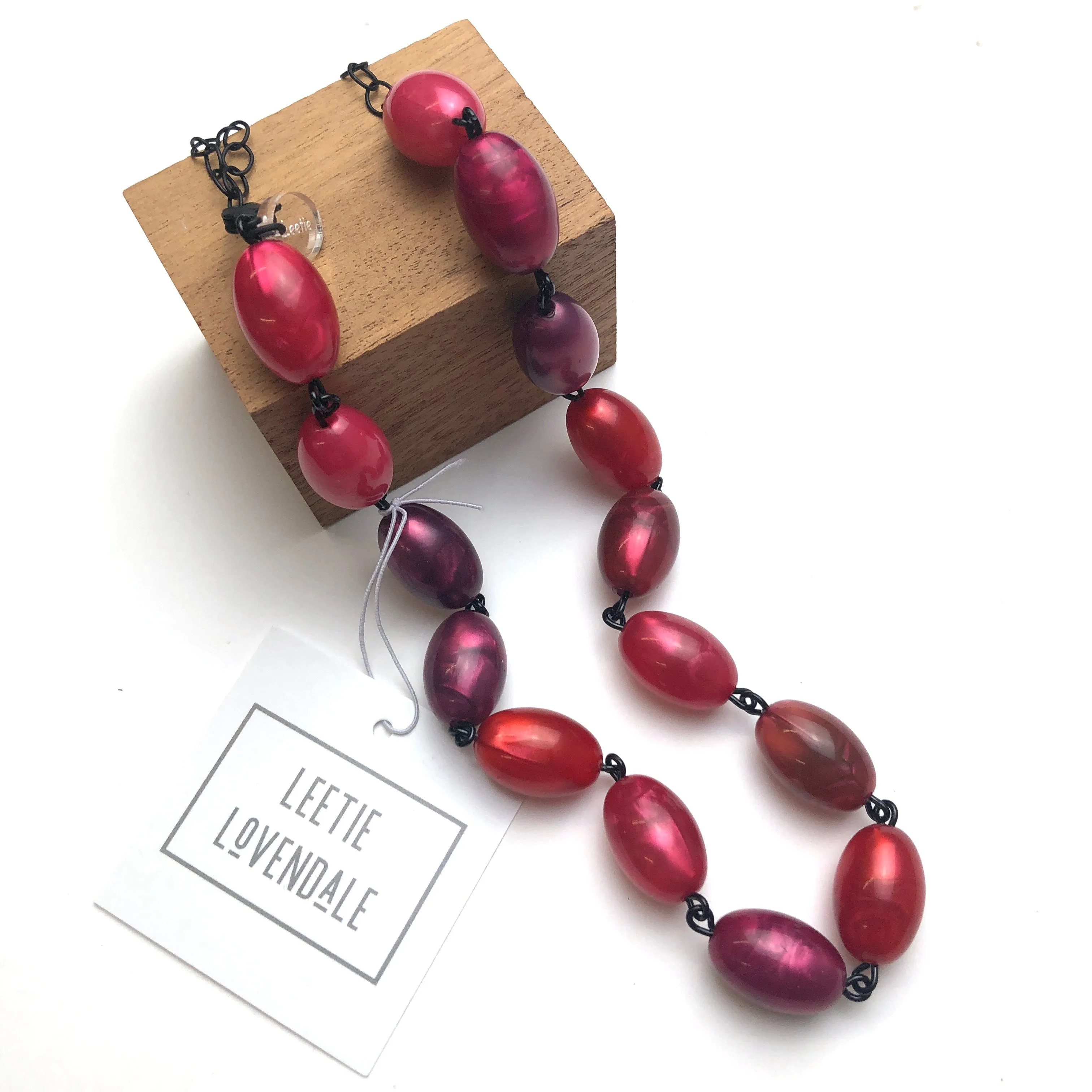 Red Aura Glow Bead Amelia Necklace