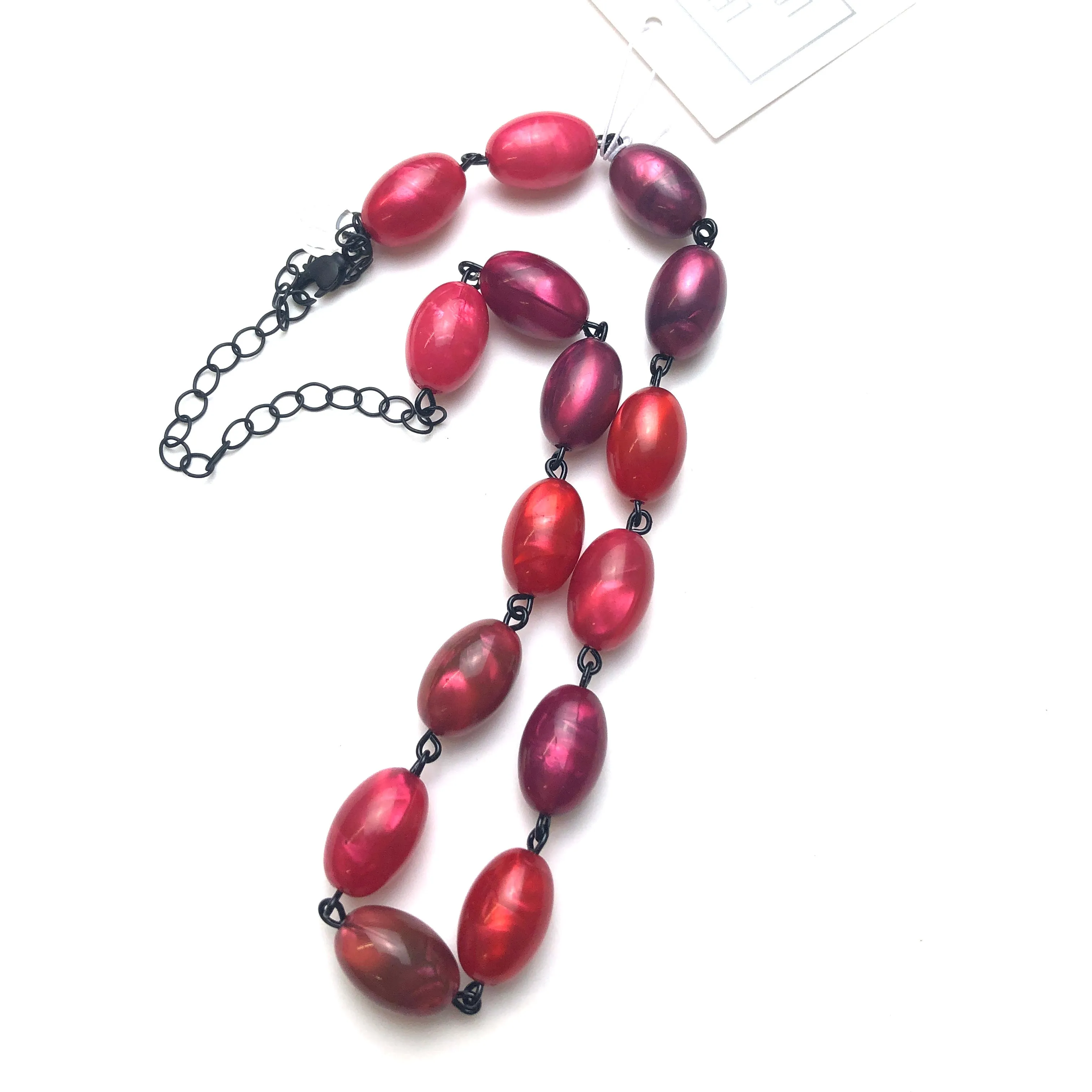 Red Aura Glow Bead Amelia Necklace