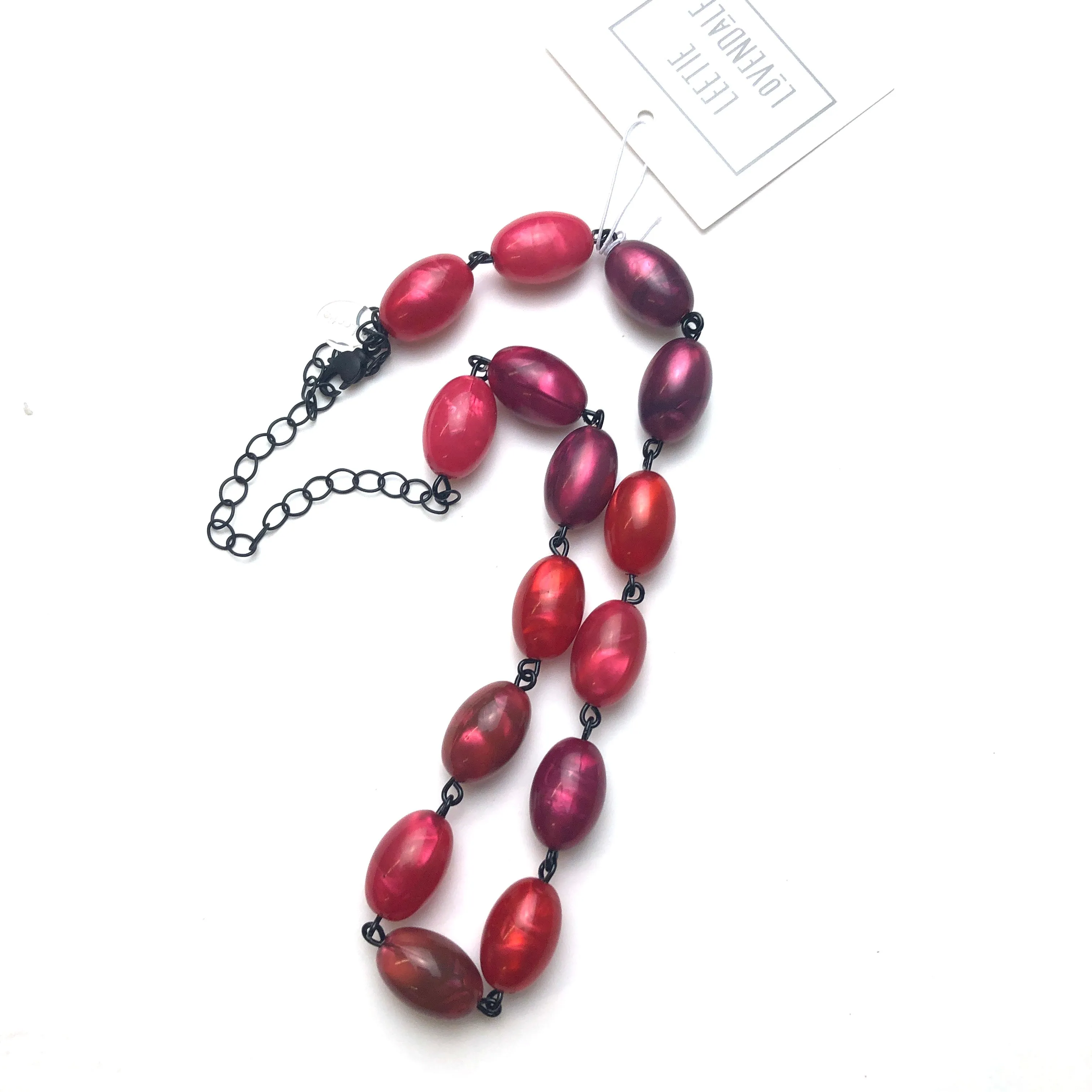 Red Aura Glow Bead Amelia Necklace