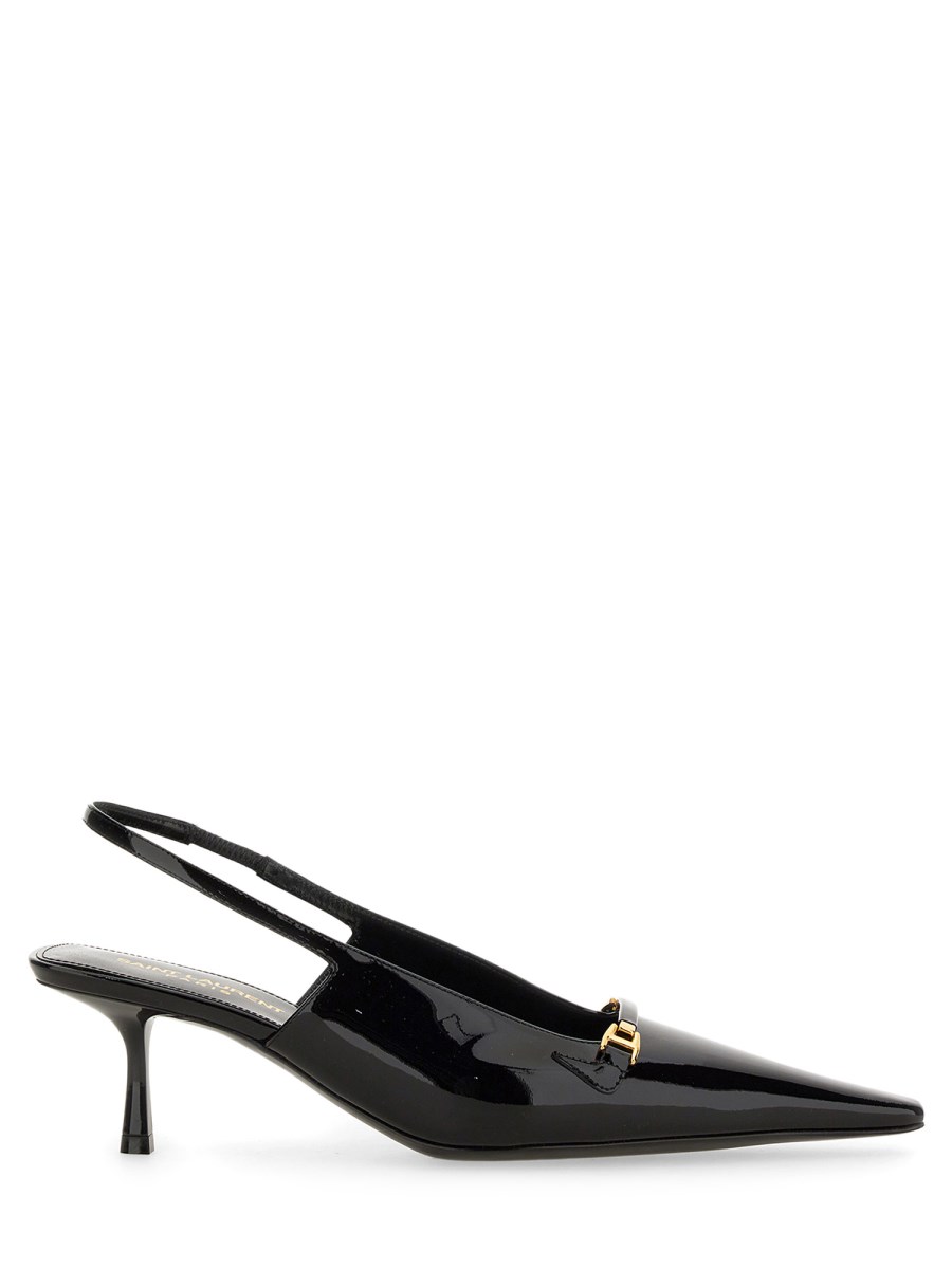 SAINT LAURENT    CUTE PATENT LEATHER SLINGBACK PUMPS