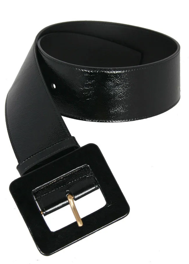 Square Waist Belt, Black patent