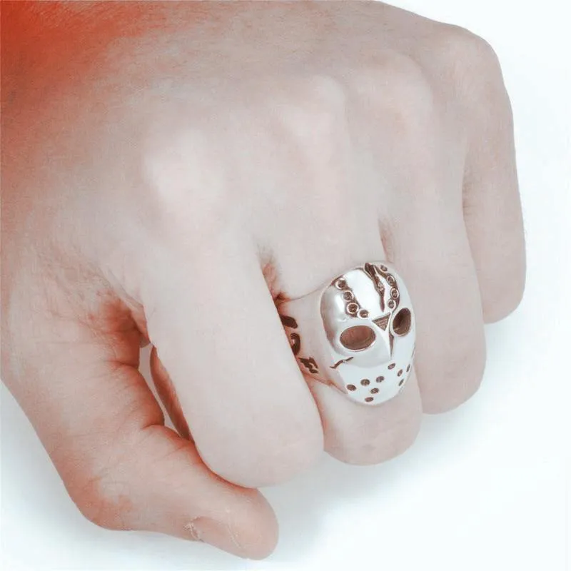 Stainless Steel Friday the 13th Jason Hockey Mask Ring