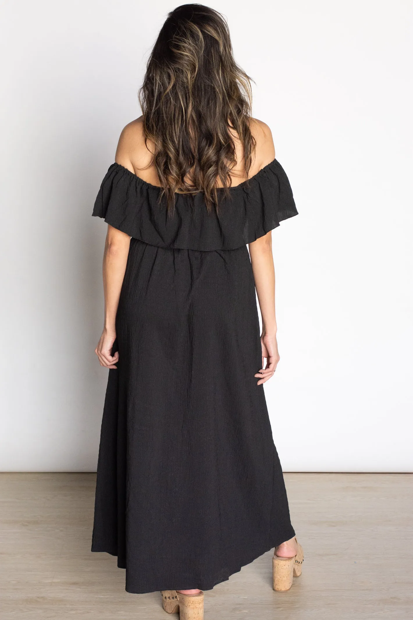 Sunshine Babe Black Off the Shoulder Dress