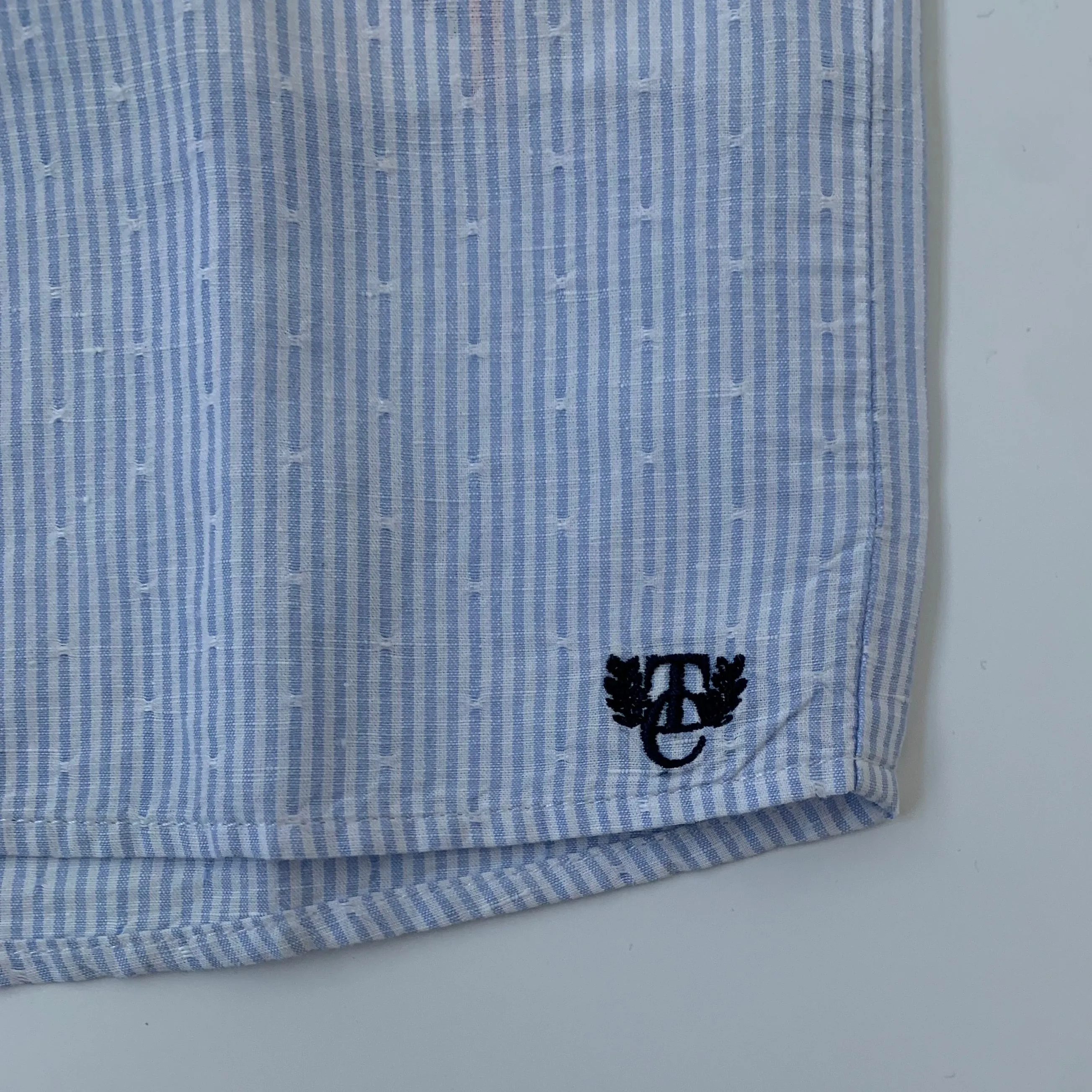 Tartine et Chocolat Blue And White Stripe Collarless Shirt: 4 Years