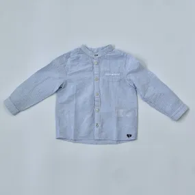 Tartine et Chocolat Blue And White Stripe Collarless Shirt: 4 Years