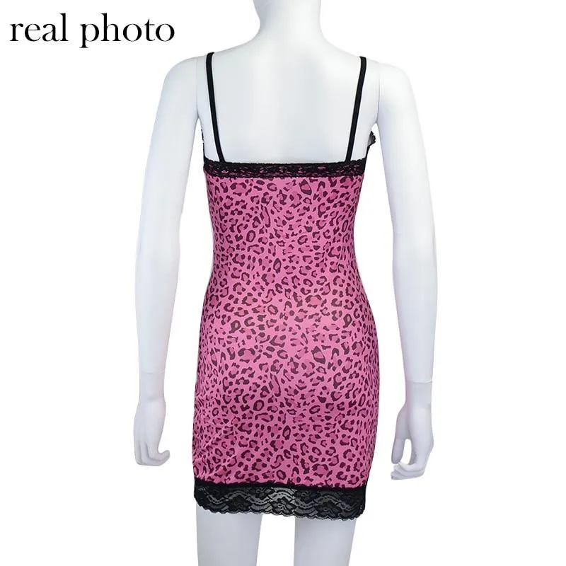 Unleash Your Wild Side with Goocheer's ALLNeon Y2K Aesthetics Leopard Printing Party Cami Dress for Women