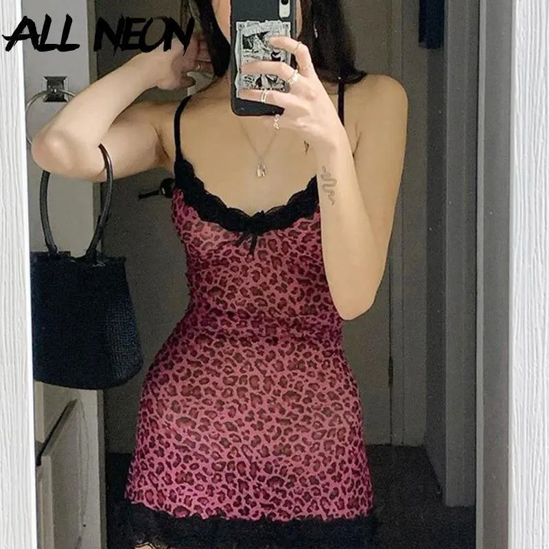 Unleash Your Wild Side with Goocheer's ALLNeon Y2K Aesthetics Leopard Printing Party Cami Dress for Women