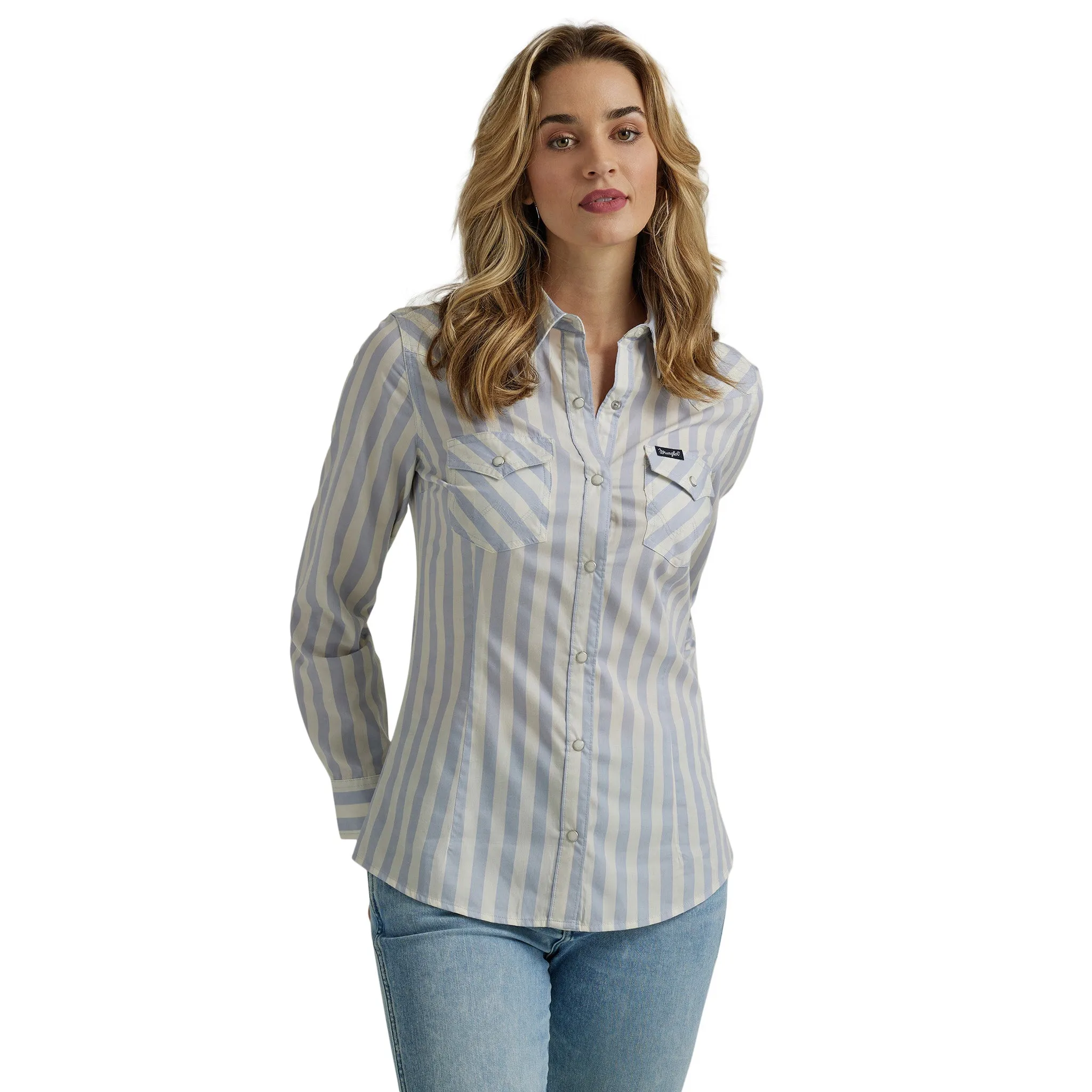 Wrangler Women's Blue & White Stripe Shirt