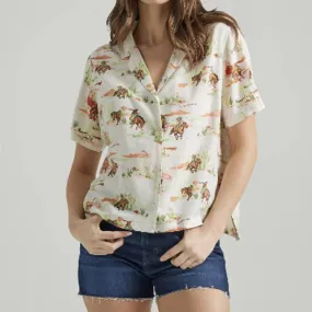 Wrangler Women's Cream Desert Scene Button Up Short Sleeve