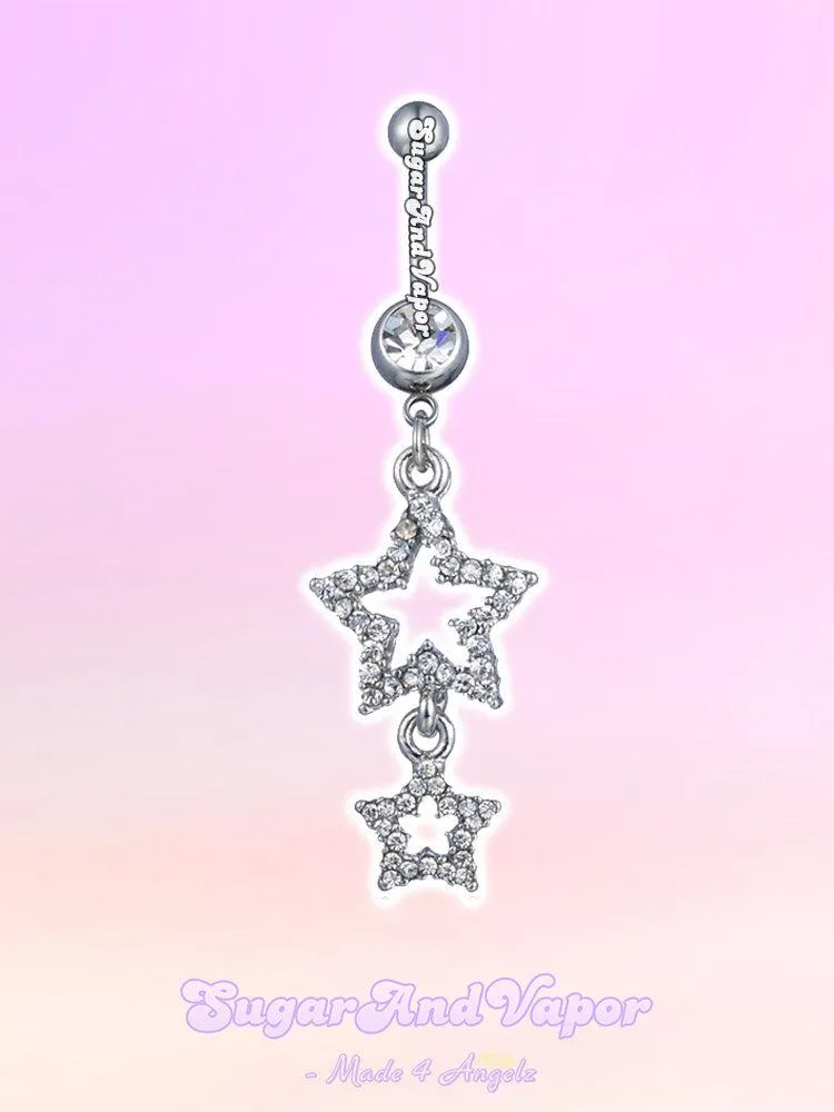 Y2K Crystals Double Stars Belly Ring