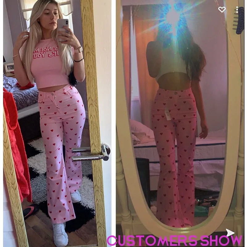 Y2K Pink Heart Jean