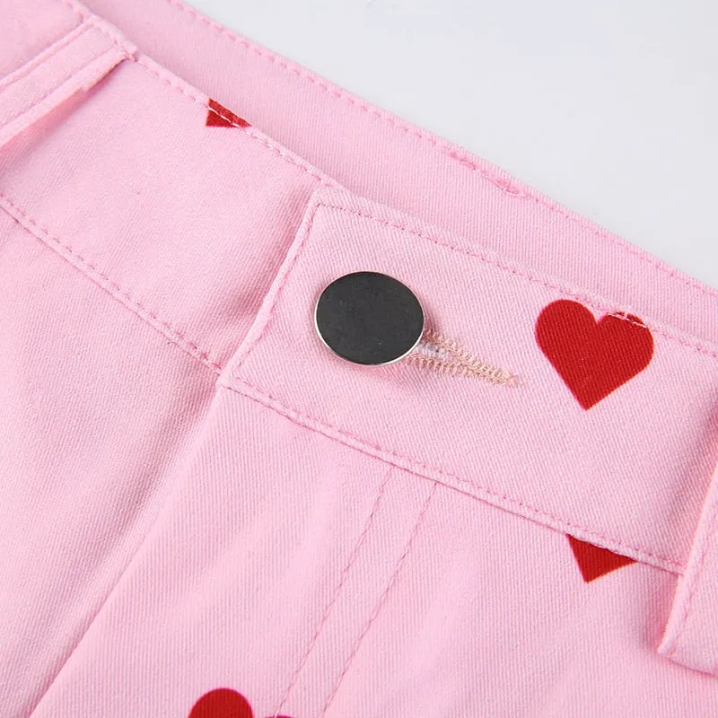 Y2K Pink Heart Jean