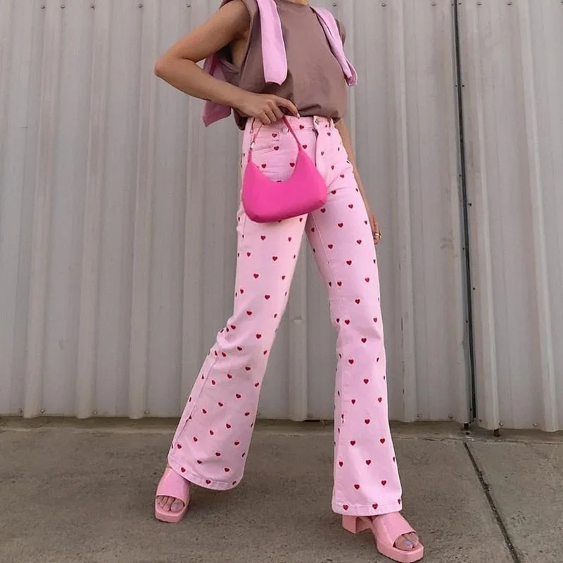 Y2K Pink Heart Jean