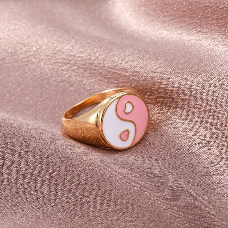 Y2K Playful Pink YinYang Ring