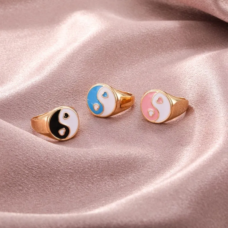 Y2K Playful Pink YinYang Ring