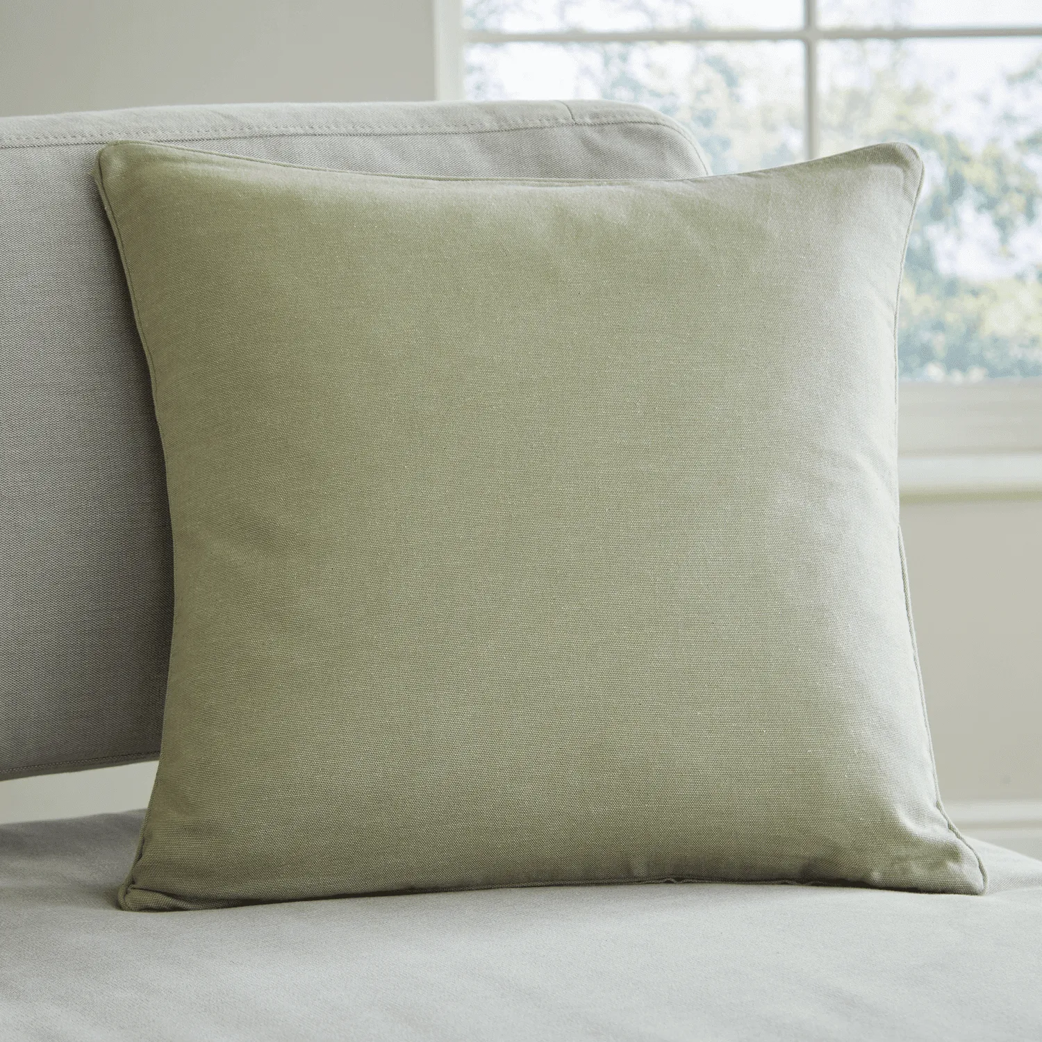 Yarn Dyed 100% Cotton Chambray Cushion Cover - Sage