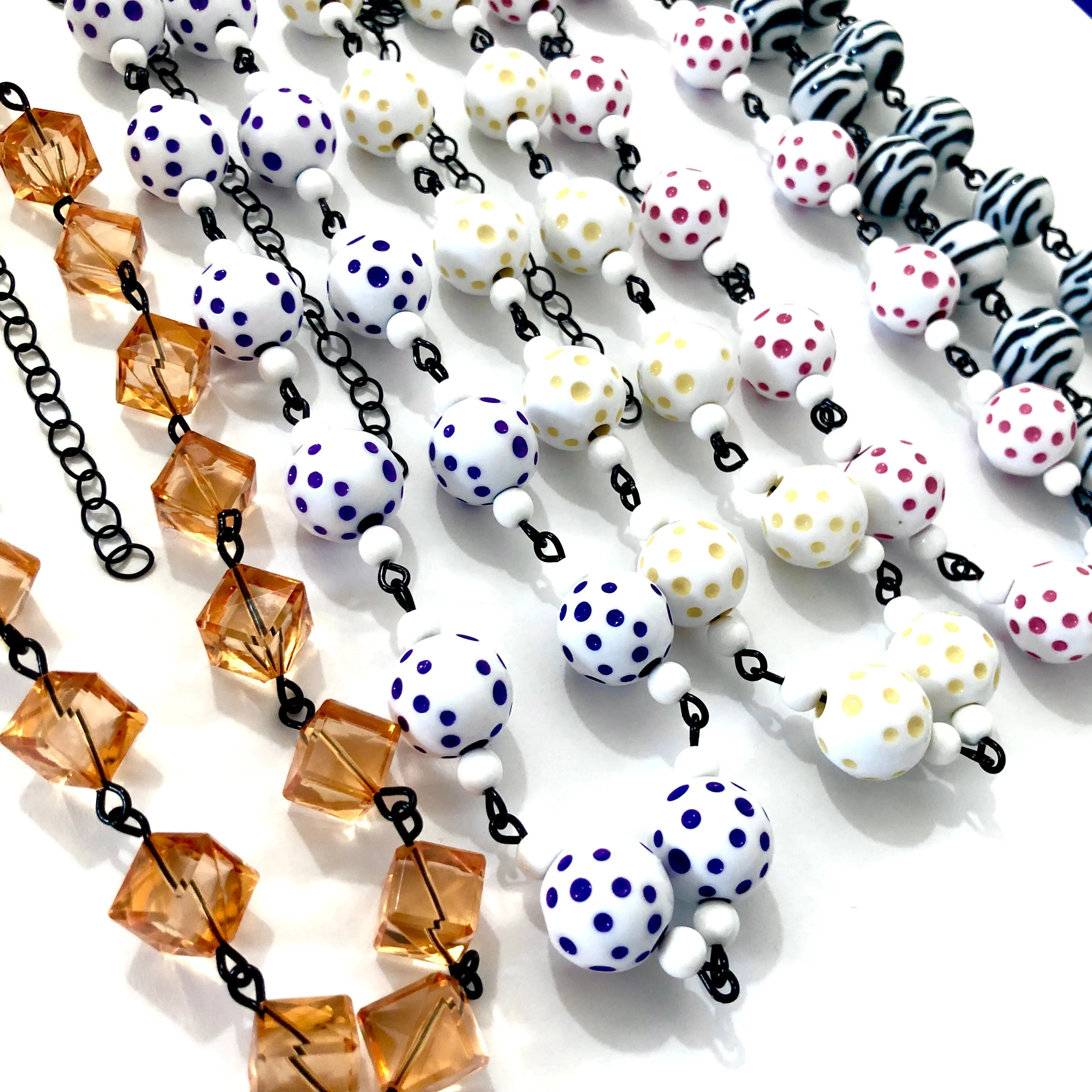 Yellow Polka Dot Beaded Amelia Necklace