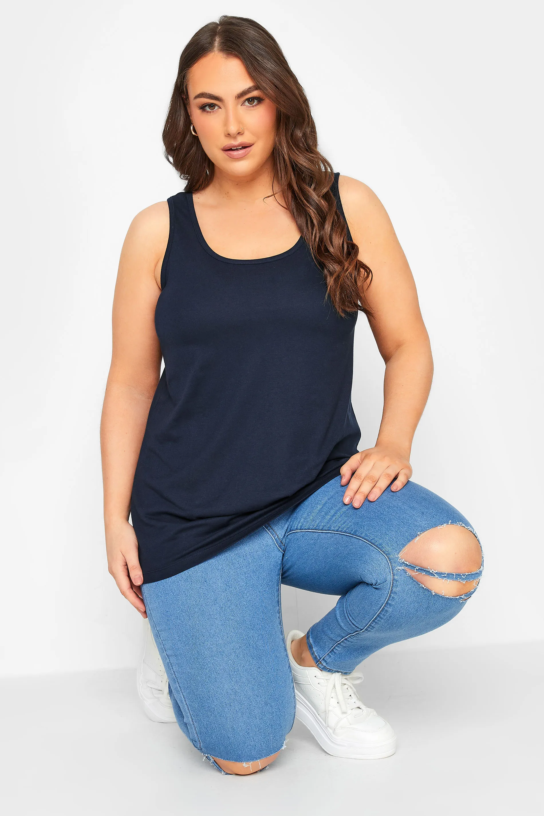 YOURS Curve Navy Blue Vest Top